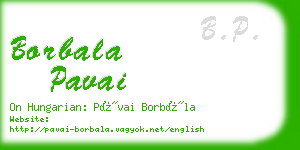 borbala pavai business card